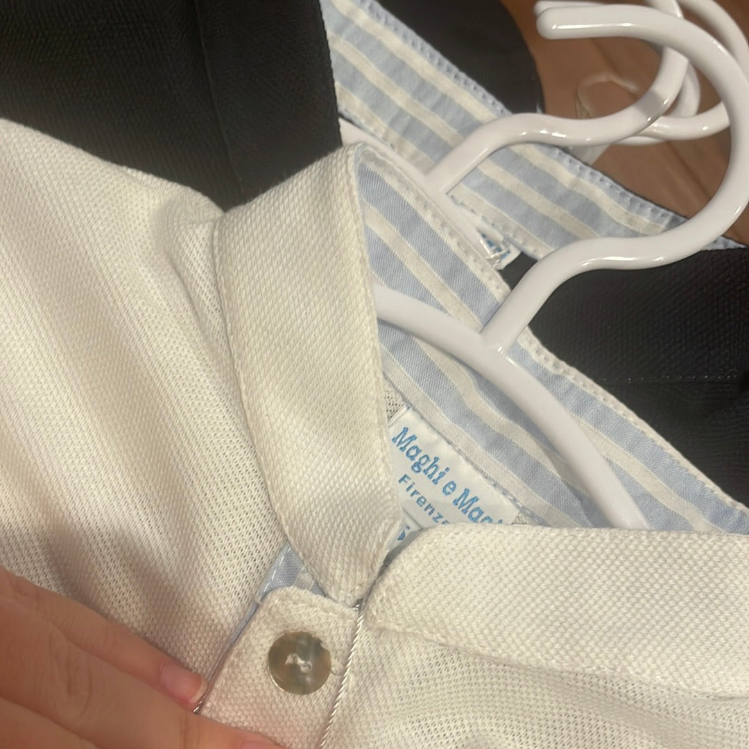 Polo - White/Light Blue Stripe
