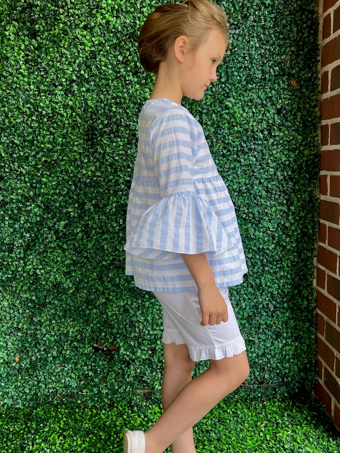 Ruffle Shorts - White Piquè