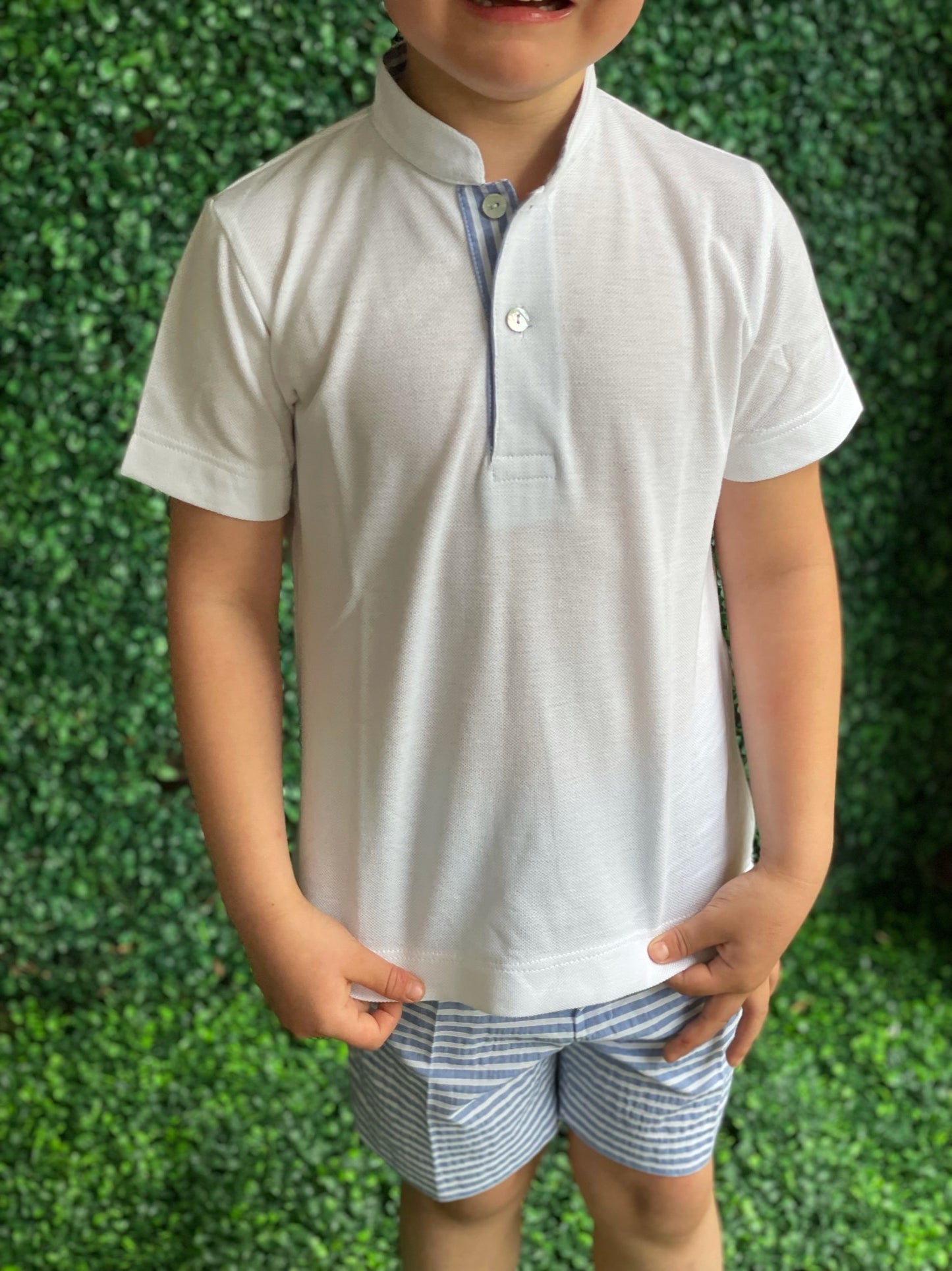 Polo/Shorts Set - Dark Blue Stripe