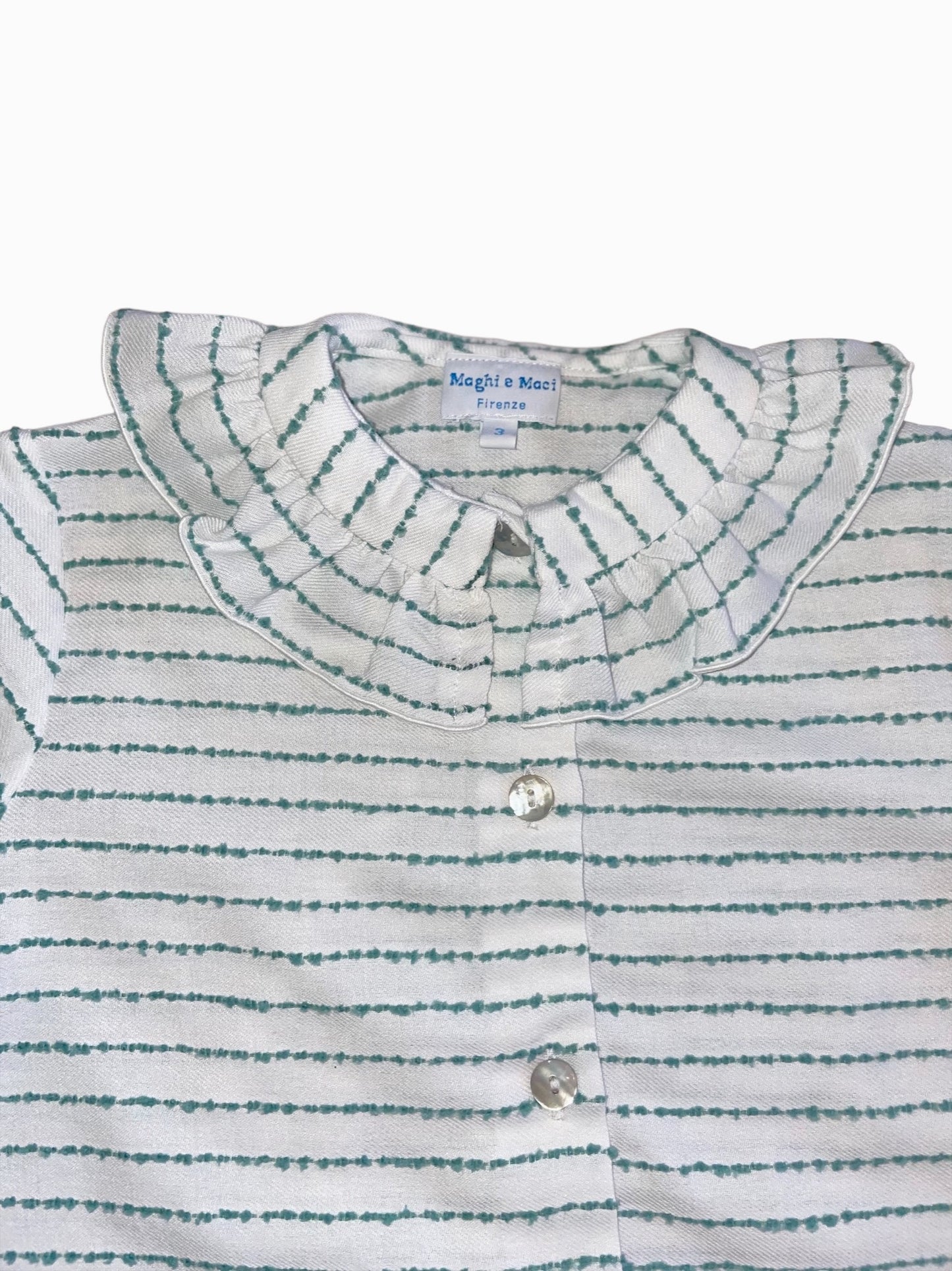 Embroidered Green Stripe Blouse