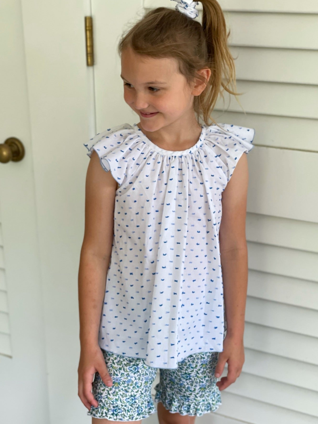 Ruffle Shorts - Green Floral