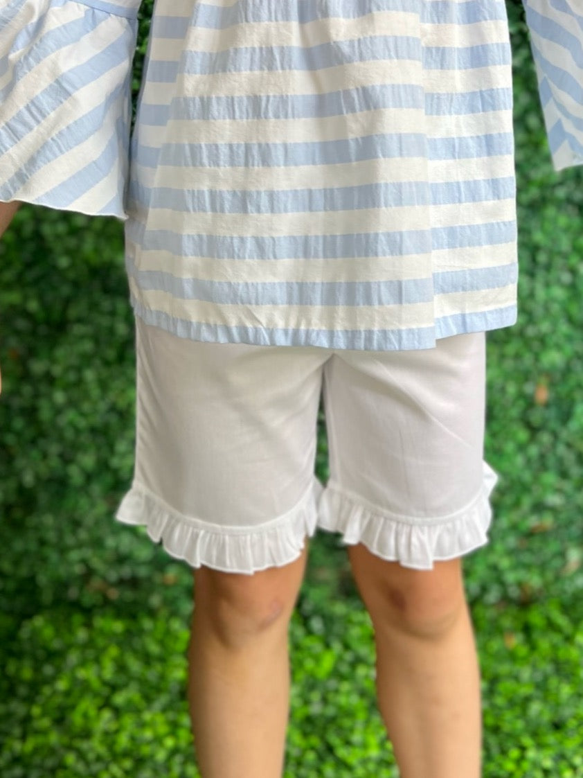 Ruffle Shorts - White Piquè