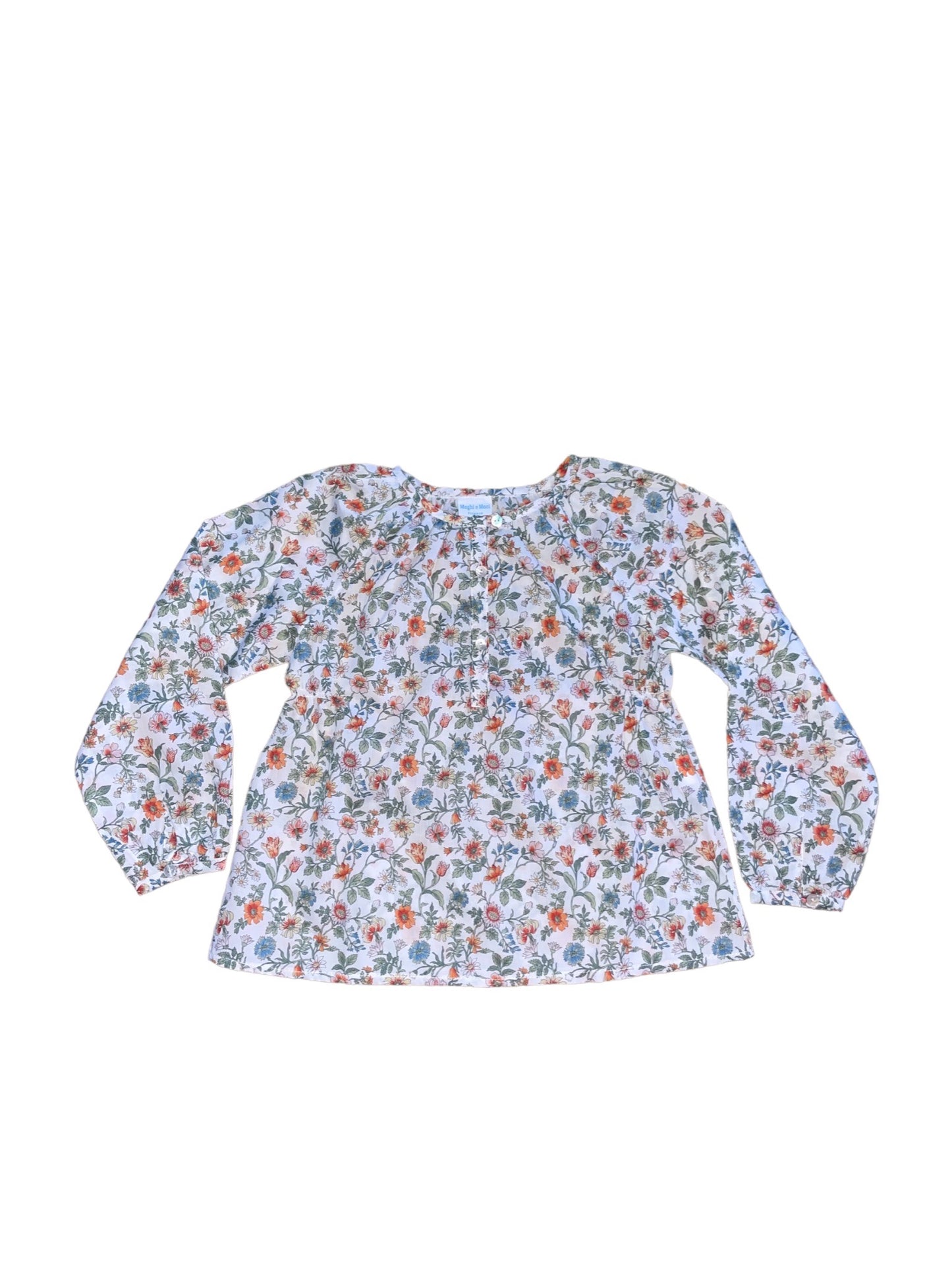 Girl Blouse - Orange Floral