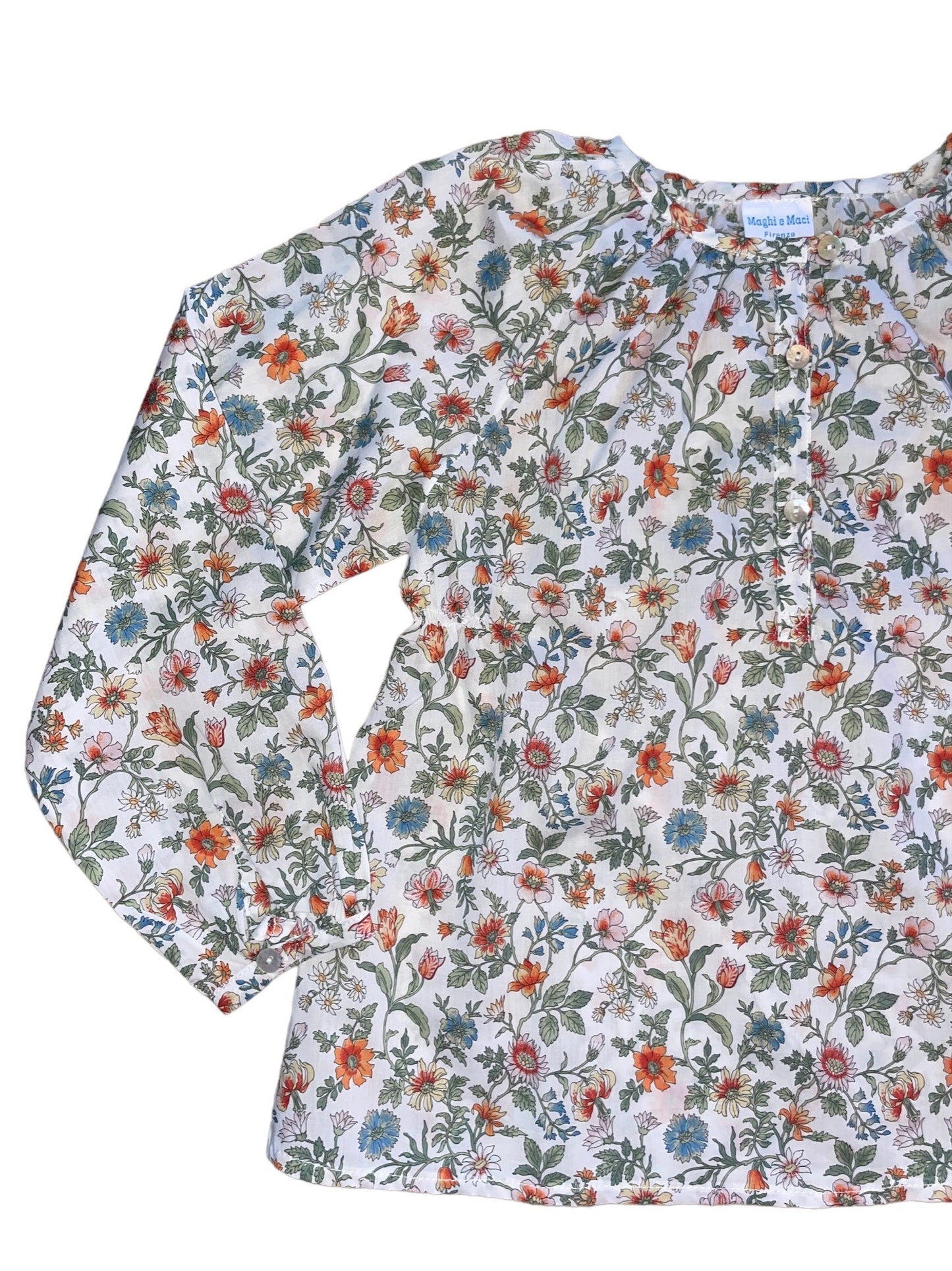 Girl Blouse - Orange Floral