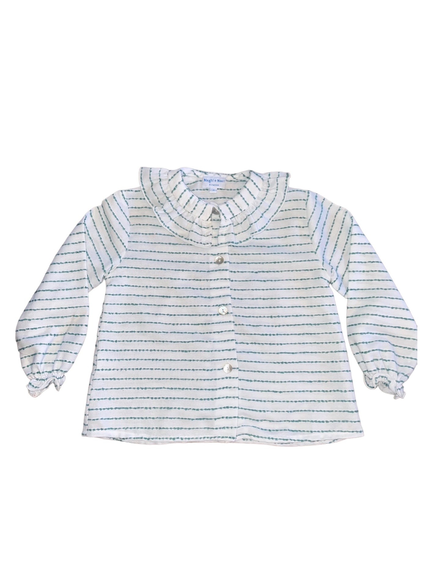 Embroidered Green Stripe Blouse