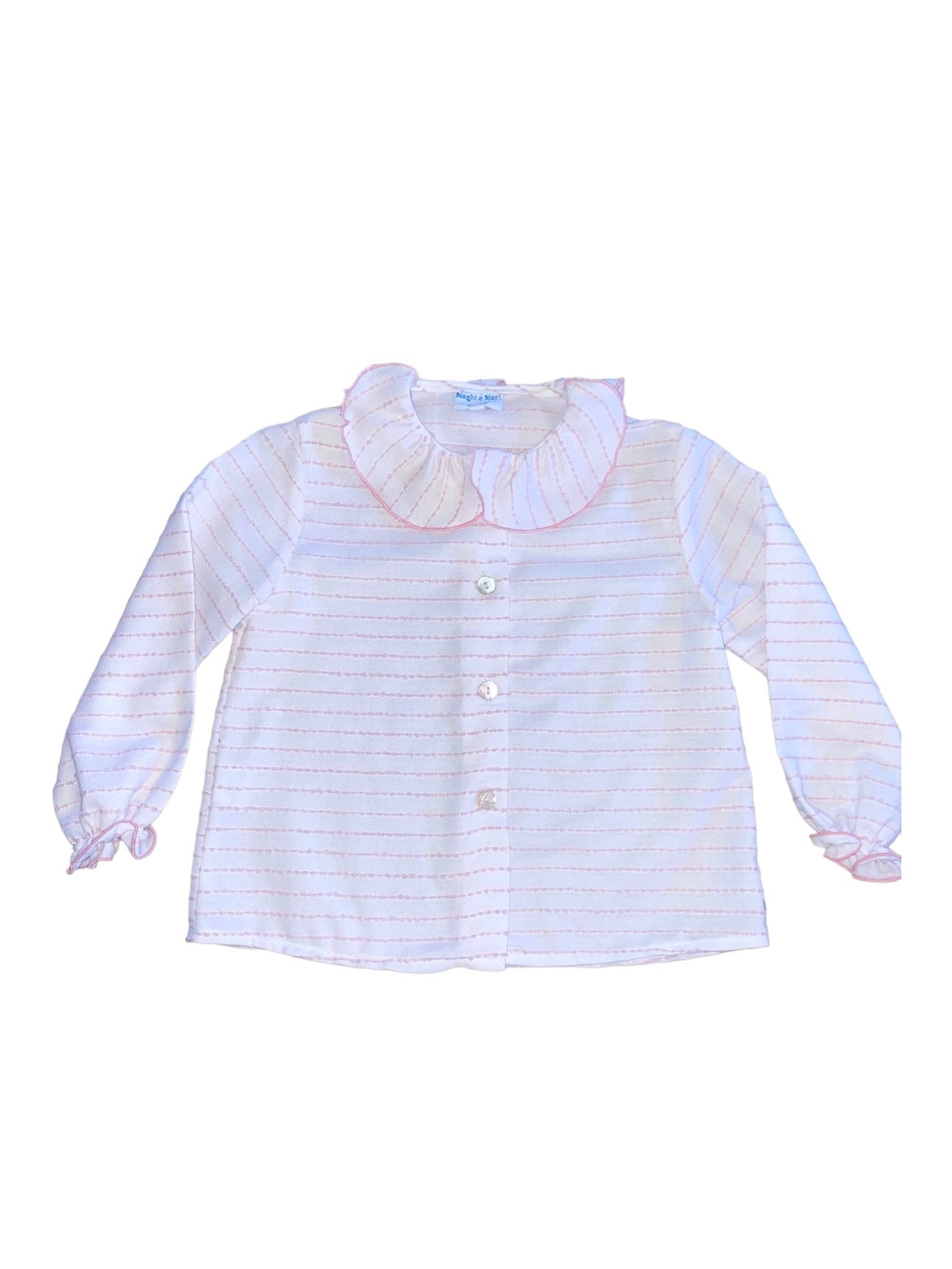 Embroidered Pink Stripe Blouse
