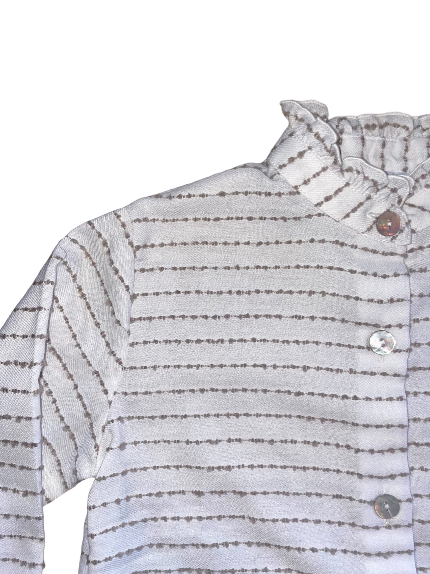 Embroidered Brown Stripe Blouse