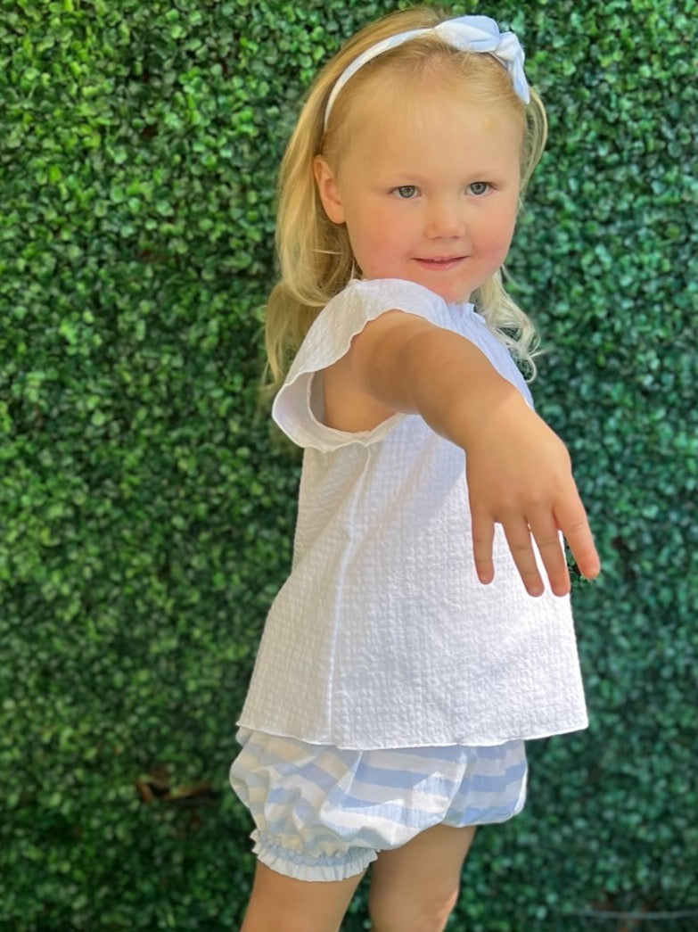 Girl Bloomer Shorts - Blue Stripe