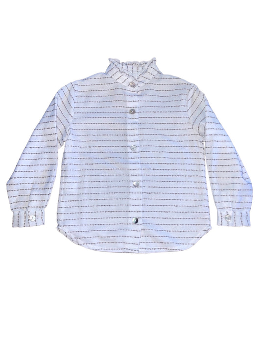 Embroidered Brown Stripe Blouse