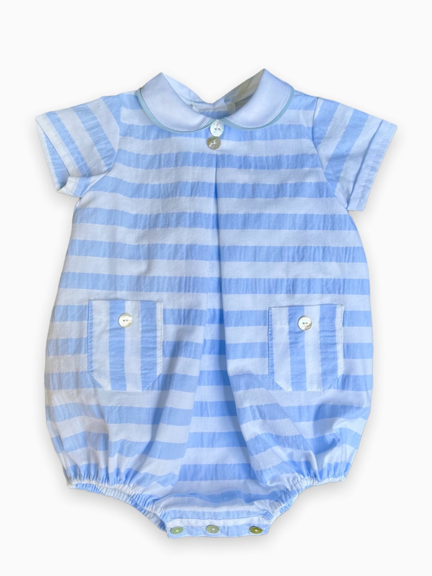 Petal Romper - Blue Stripe