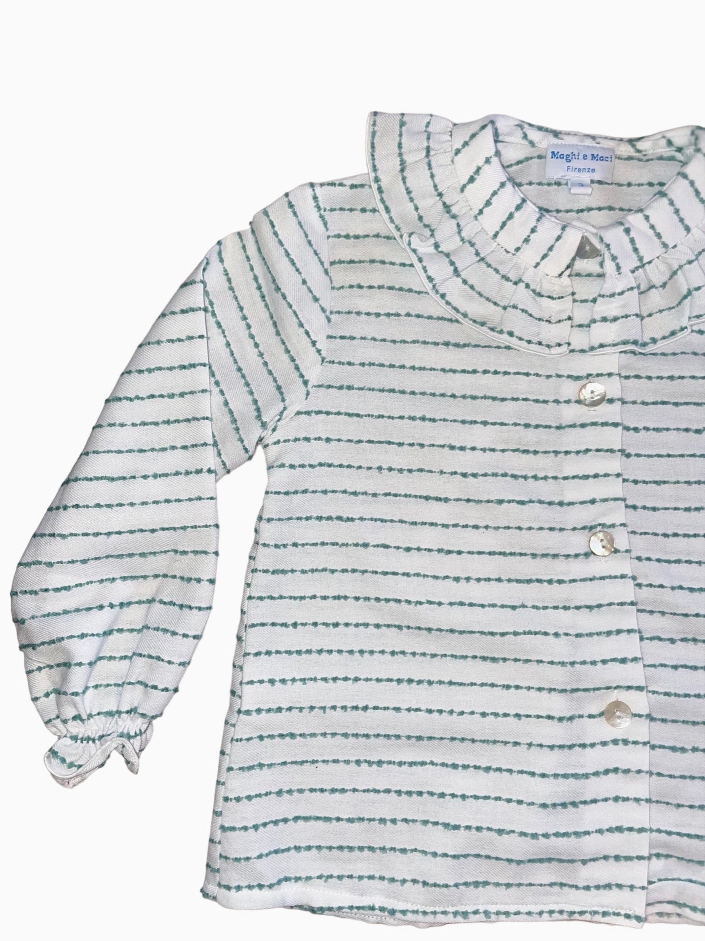 Embroidered Green Stripe Blouse