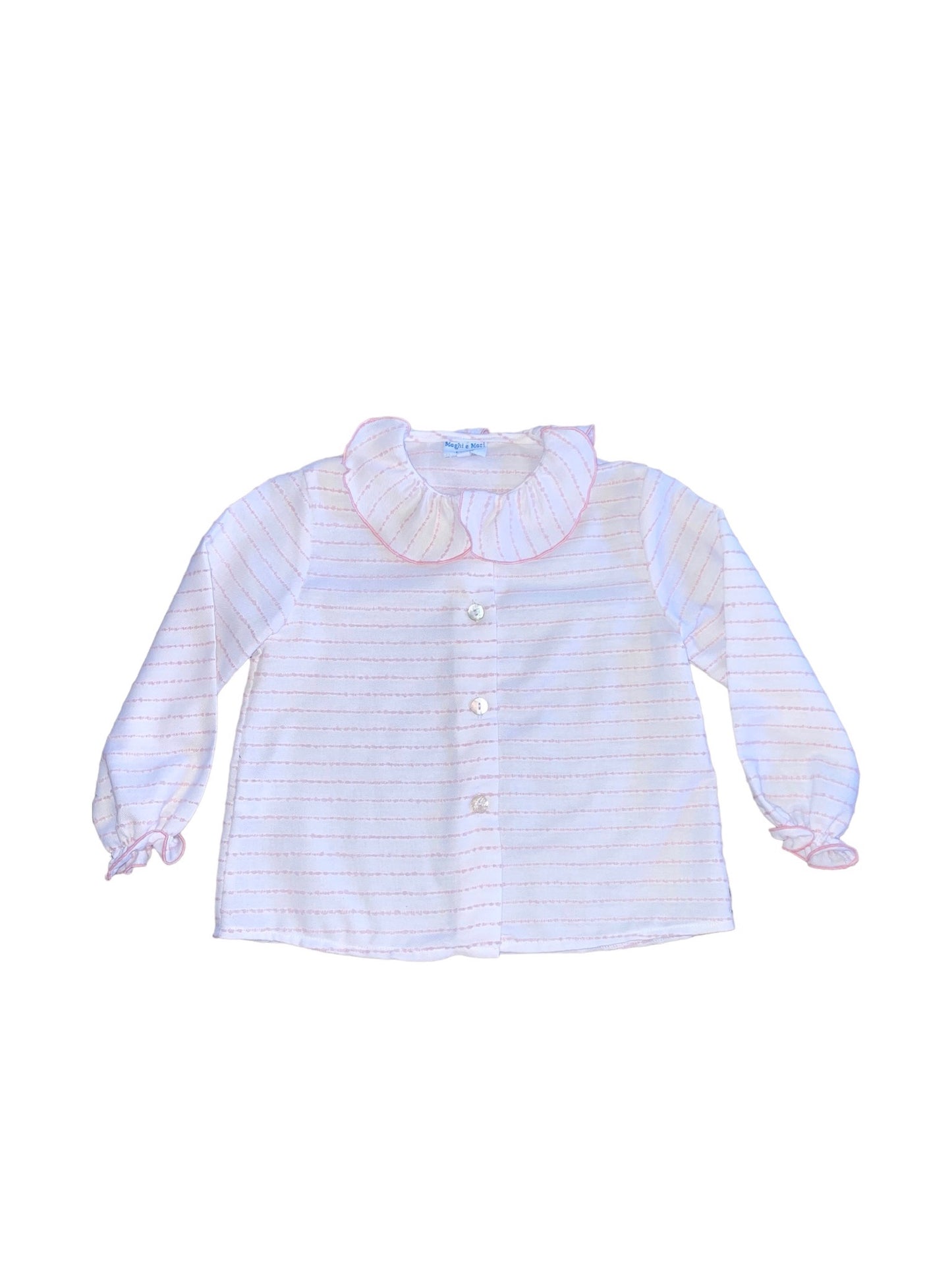 Embroidered Pink Stripe Blouse
