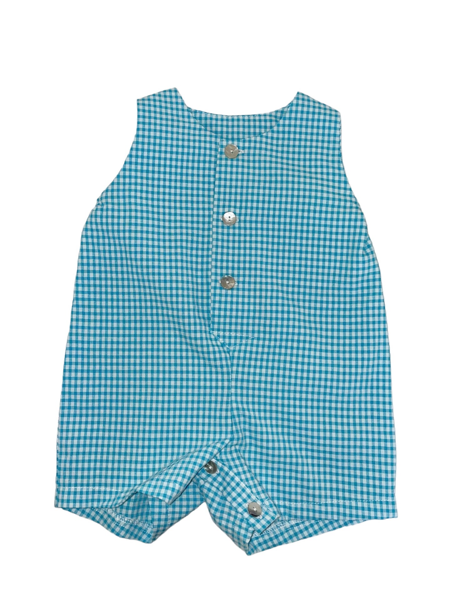 Leone Romper - Teal Gingham
