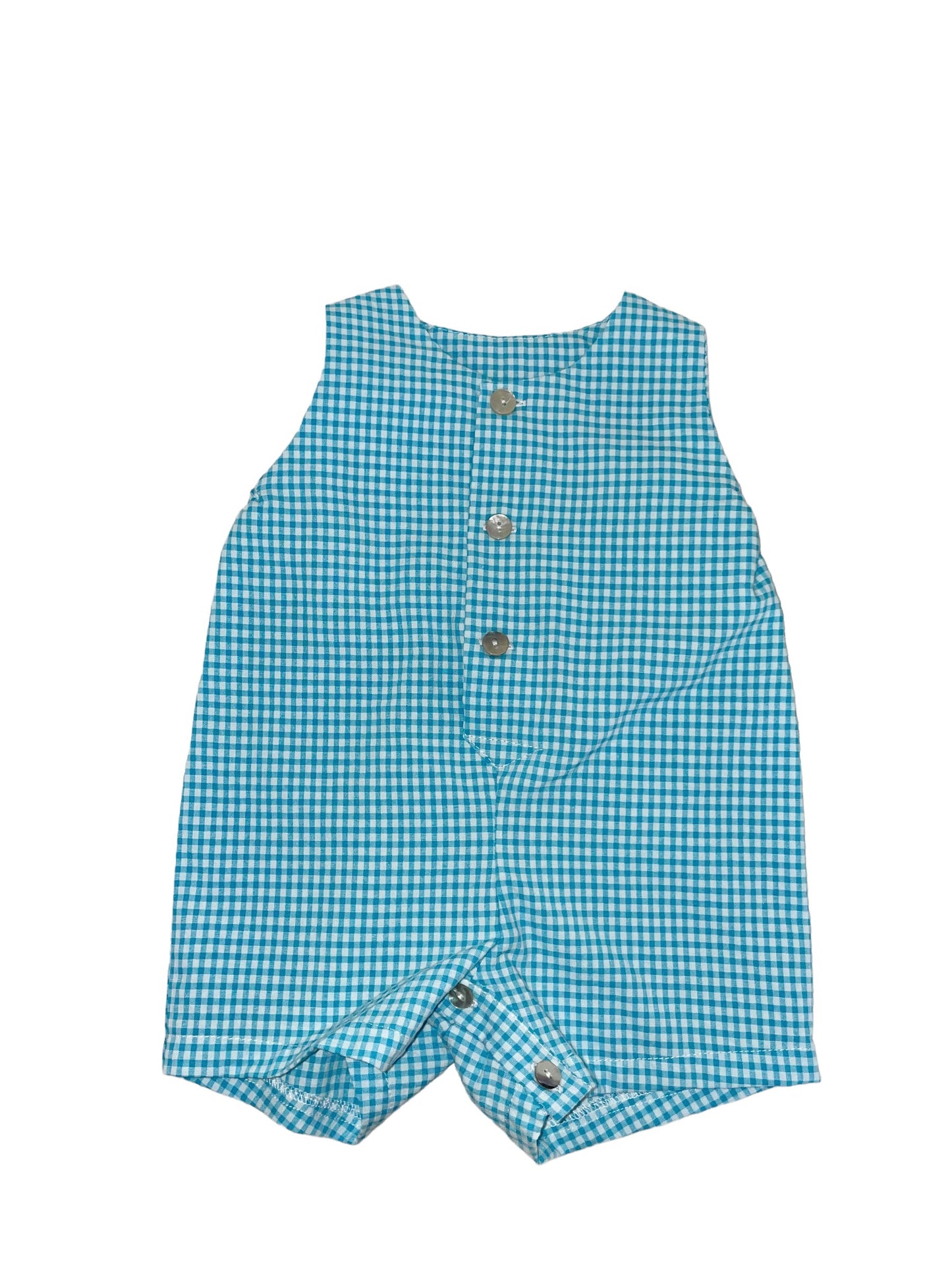 Leone Romper - Teal Gingham