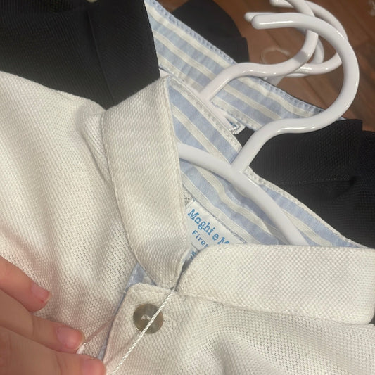 Polo - White/Light Blue Stripe