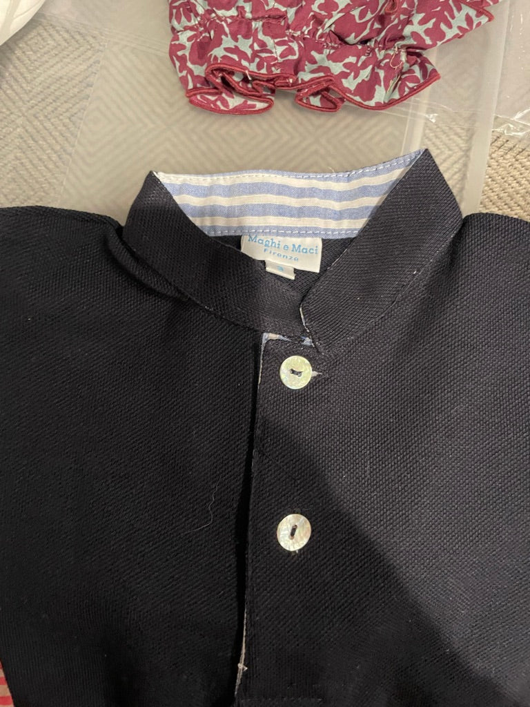 Knit Polo navy - Dark Blue Stripe