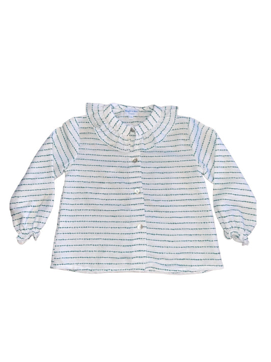 Embroidered Green Stripe Blouse