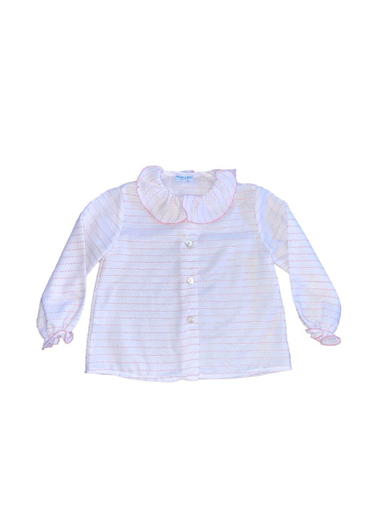 Embroidered Pink Stripe Blouse