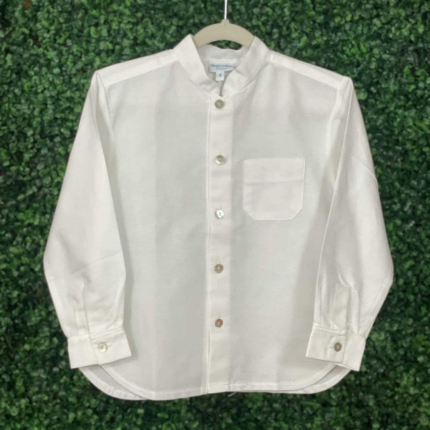 Tab Collar Shirt - White Oxford