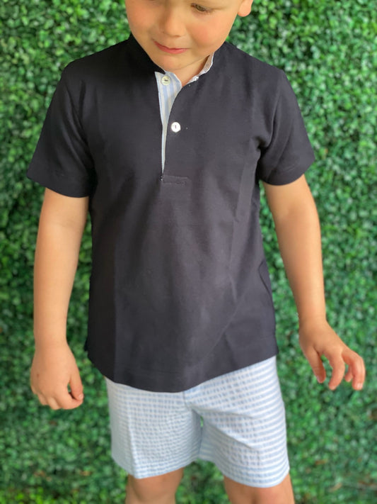 Polo/Shorts Set - Light Blue Stripe