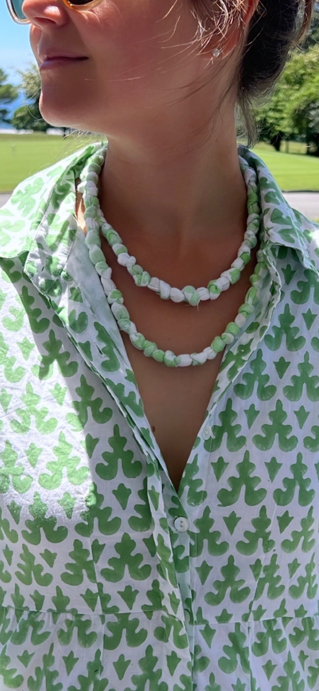 Linen Necklace - Light Green